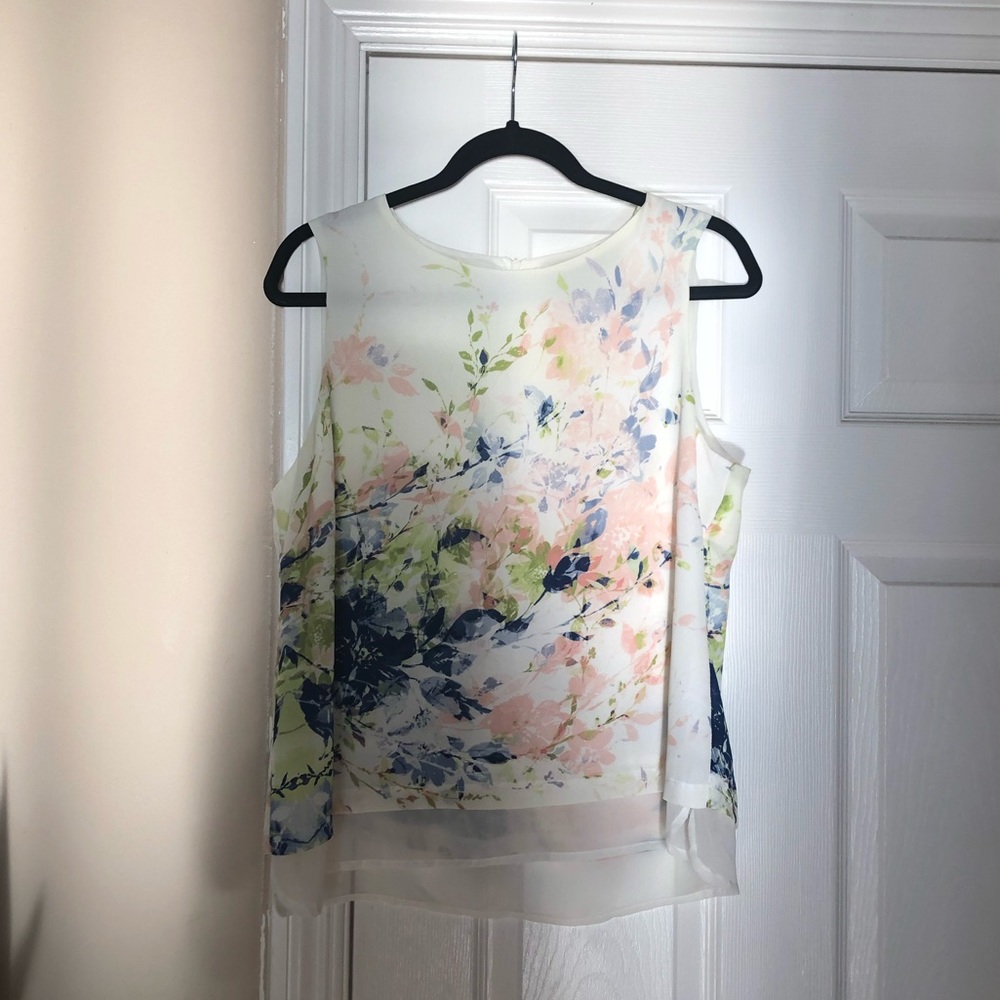 Rose & Olive Floral Top White Large